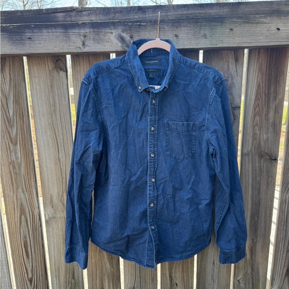Banana Republic Indigo Blue Denim Button-Down Shirt
